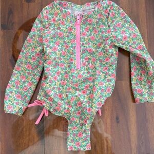 Cat & Jack Floral Kids Swimwear - Pink and Green